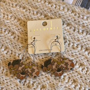 Influence Floral Hoop Drop Earrings in Cream and Pink